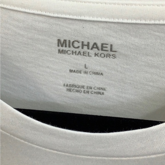 Michale Kors Women’s Silver Logo Cotton White Short Sleeve T-Shirt/Tee | NEW/NWT - Picture 10 of 10